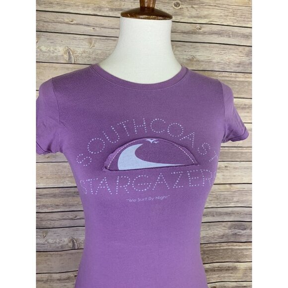 American Eagle Womens XS Graphic Tee Purple Stargazer Embroidered Top - Picture 2 of 8